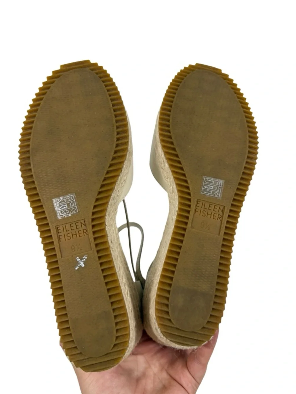 NEW Eileen Fisher Wesson Tumbled Nubuck Wedge Espadrille Sandals Sz 9.5